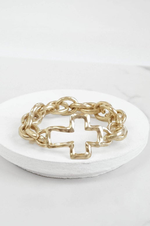 Chunky Chain Cross Bracelet