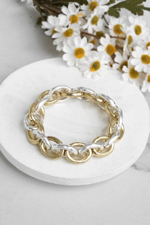Two Tone Chunky Chain Bracelet