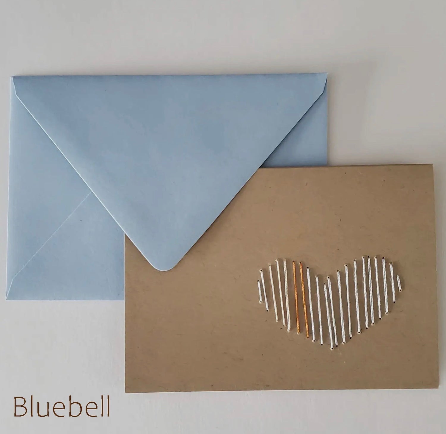 Embroidered Heart Card: Bluebell