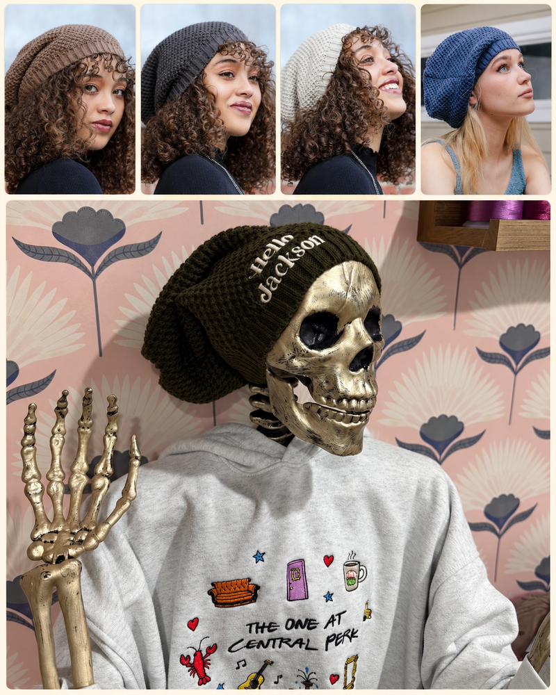 Embroidered Slouchy Beanie (Pre-Order)