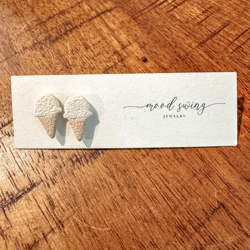 Vanilla Ice Cream Cone Earrings