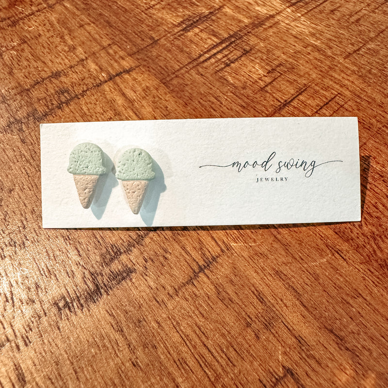 Mint Ice Cream Cone Studs