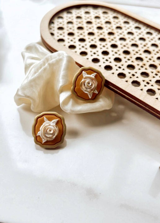 Mustard Rose Studs