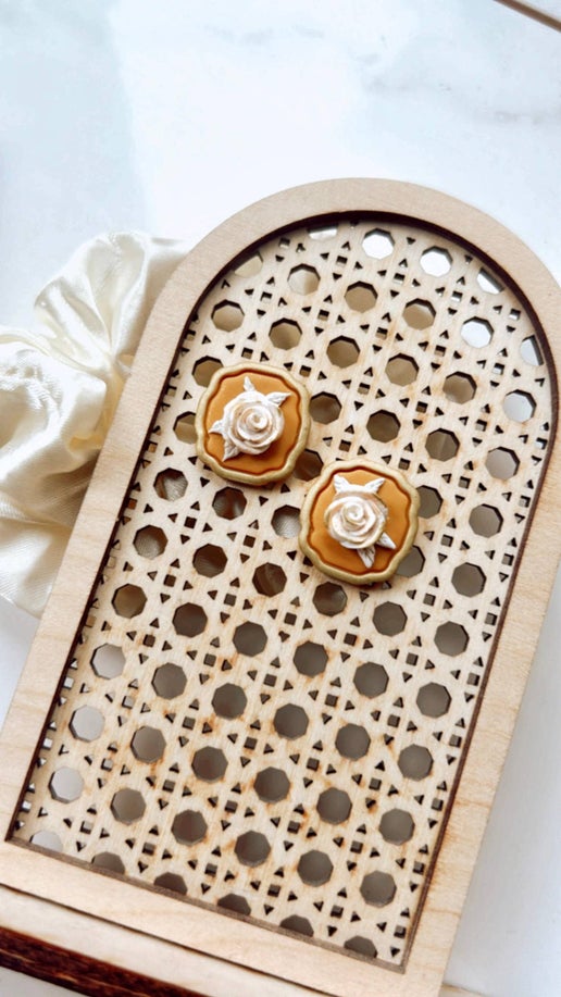 Mustard Rose Studs