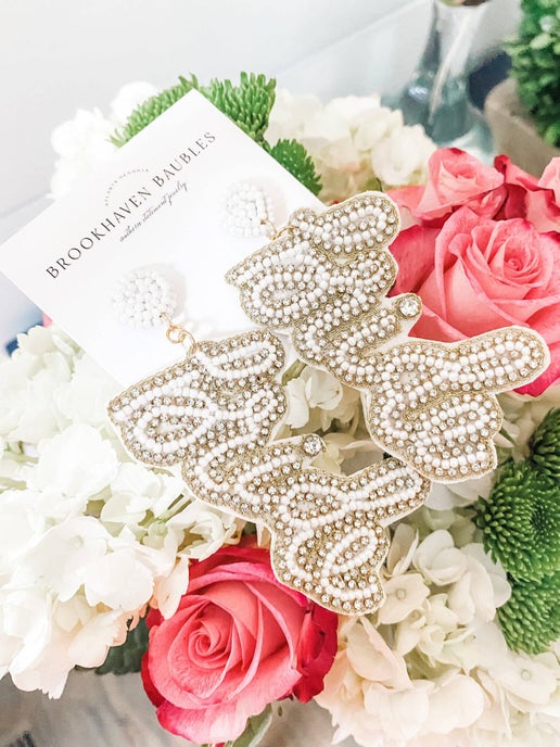 Bride Wedding Beaded Southern Statement Earrings