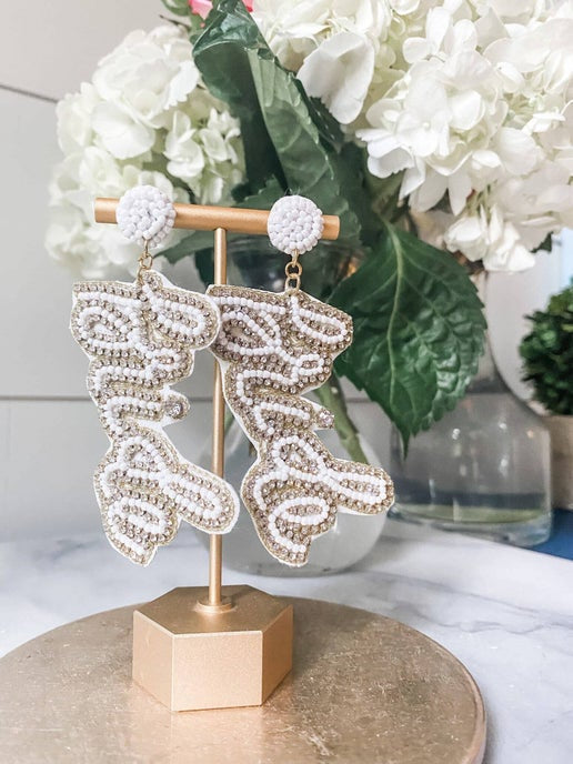 Bride Wedding Beaded Southern Statement Earrings