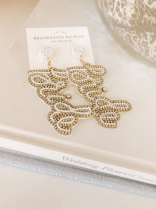 Bride Wedding Beaded Southern Statement Earrings