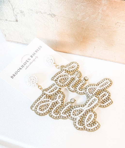 Bride Wedding Beaded Southern Statement Earrings