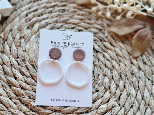 The Organic Circle Set- Polymer Clay Dangle Earrings