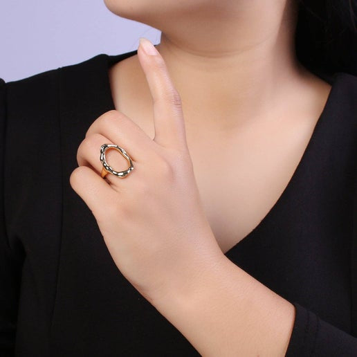 Gold Oval Hammered Ring