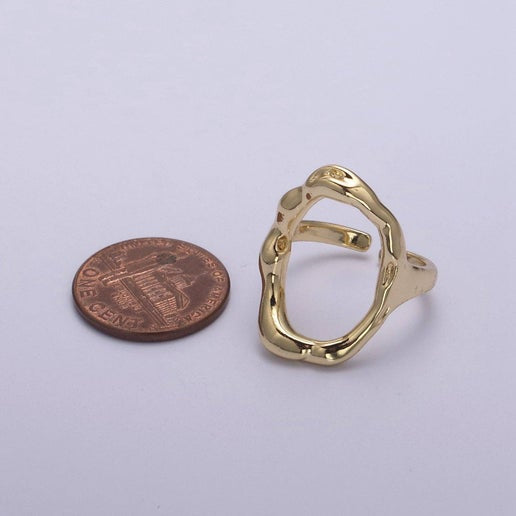 Gold Oval Hammered Ring