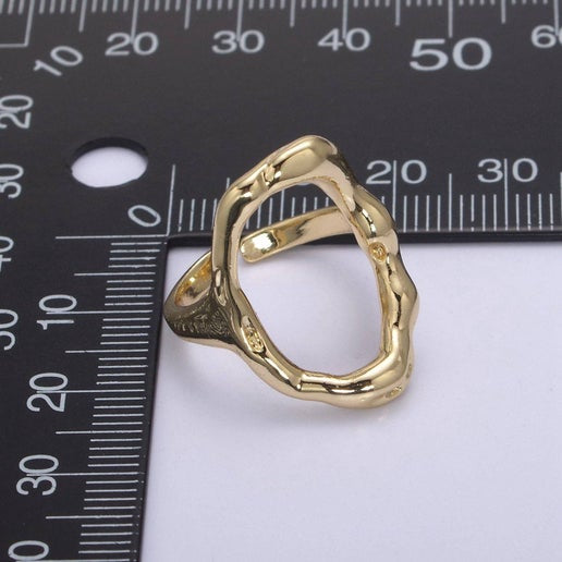 Gold Oval Hammered Ring