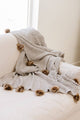 Chenille Pom Blanket: Grey
