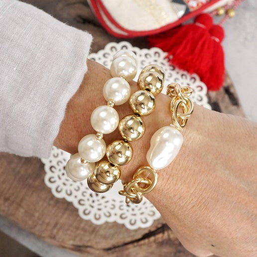 Chunky Pearl Bracelet Trio