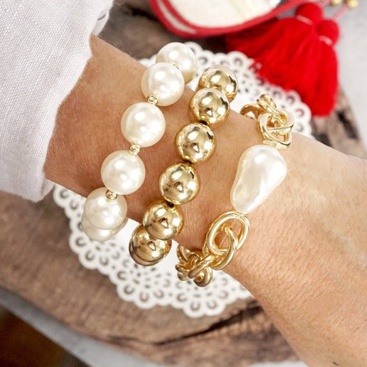 Chunky Pearl Bracelet Trio