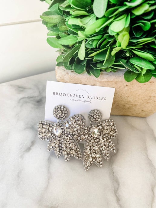 Crystal Bow Statement Earrings