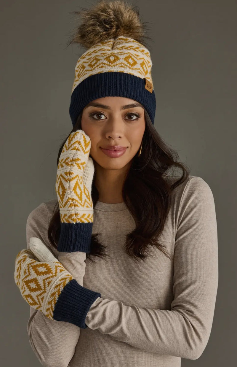 Cream + Mustard Fleece Lined Mittens