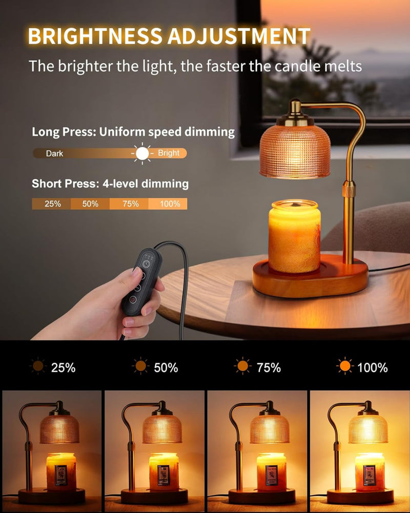 Gold Glass Shade Wickless Candle Warming Lamp