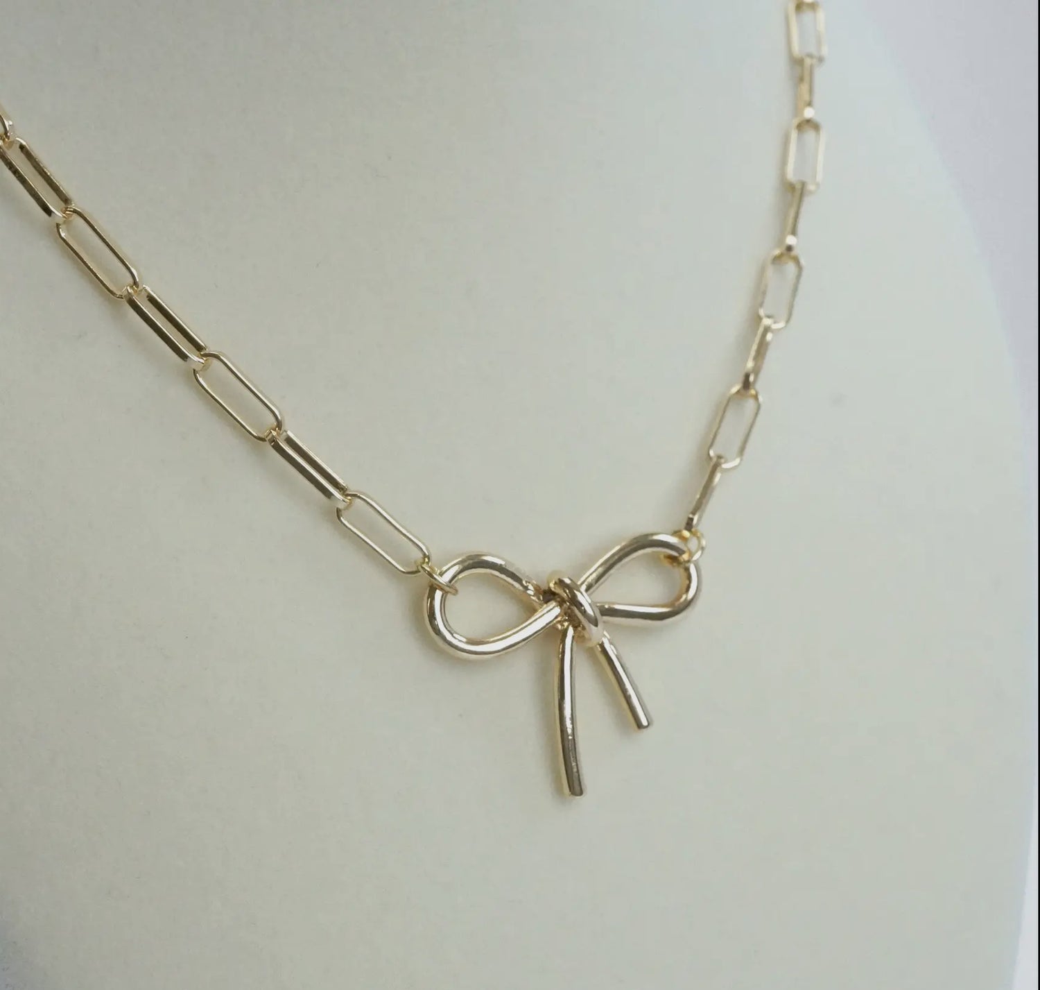 Golden Bow Paperclip Necklace