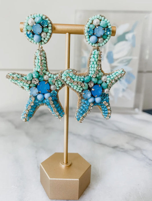 Seafoam Starburst Statement Earrings