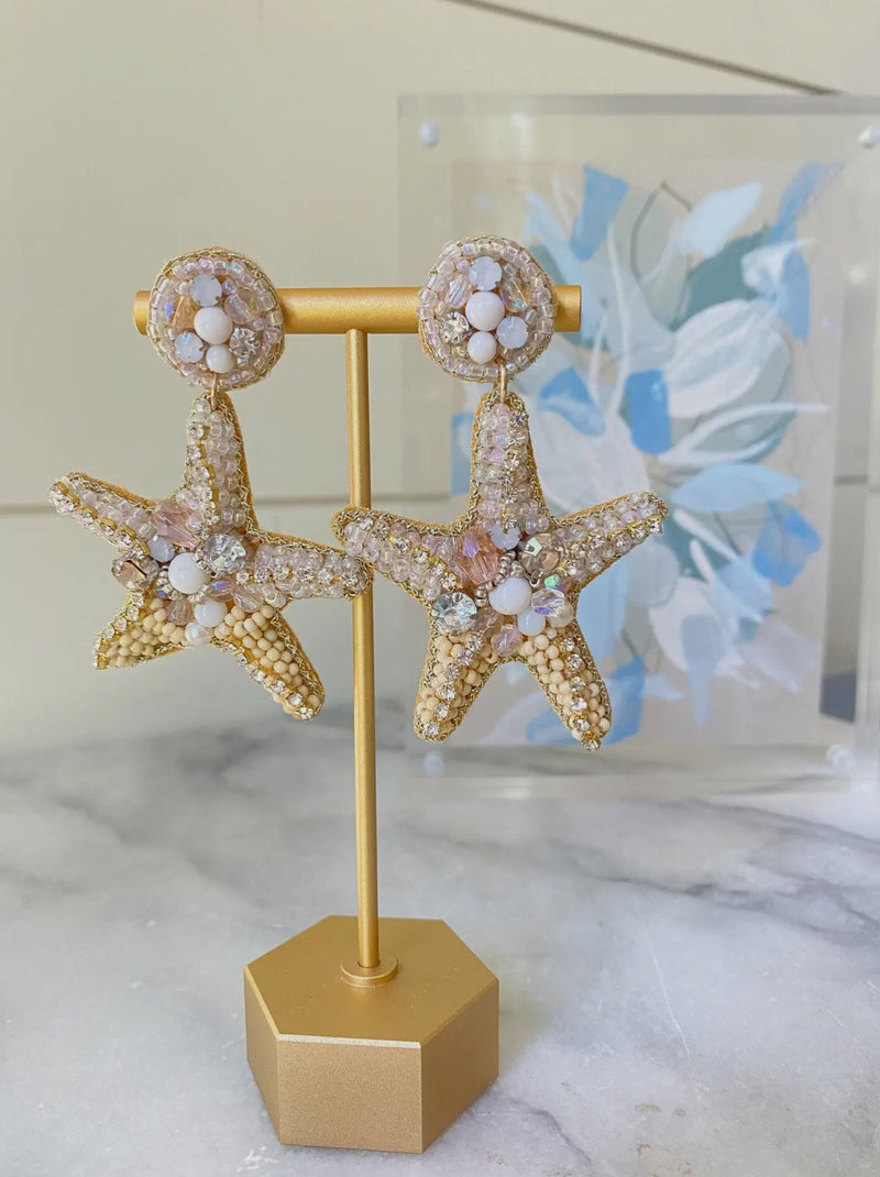 Golden Tide Starfish Statement Earrings