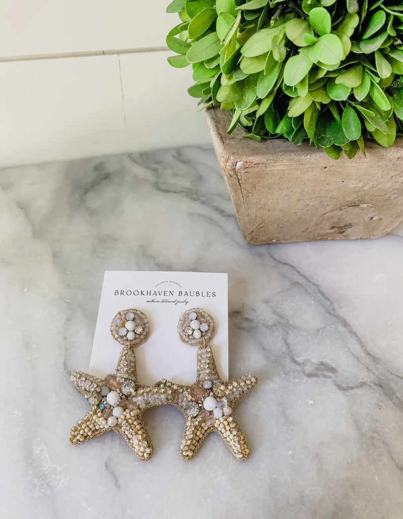 Golden Tide Starfish Statement Earrings