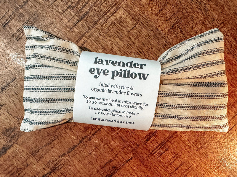 Lavender Eye Pillow - Ivory + Black Stripes
