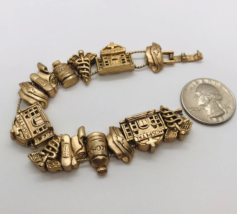 Vintage Nurse Slide Charm Bracelet