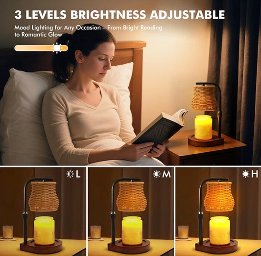 Rattan Shade Wickless Candle Warming Lamp