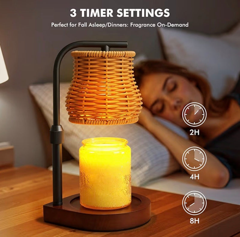 Rattan Shade Wickless Candle Warming Lamp