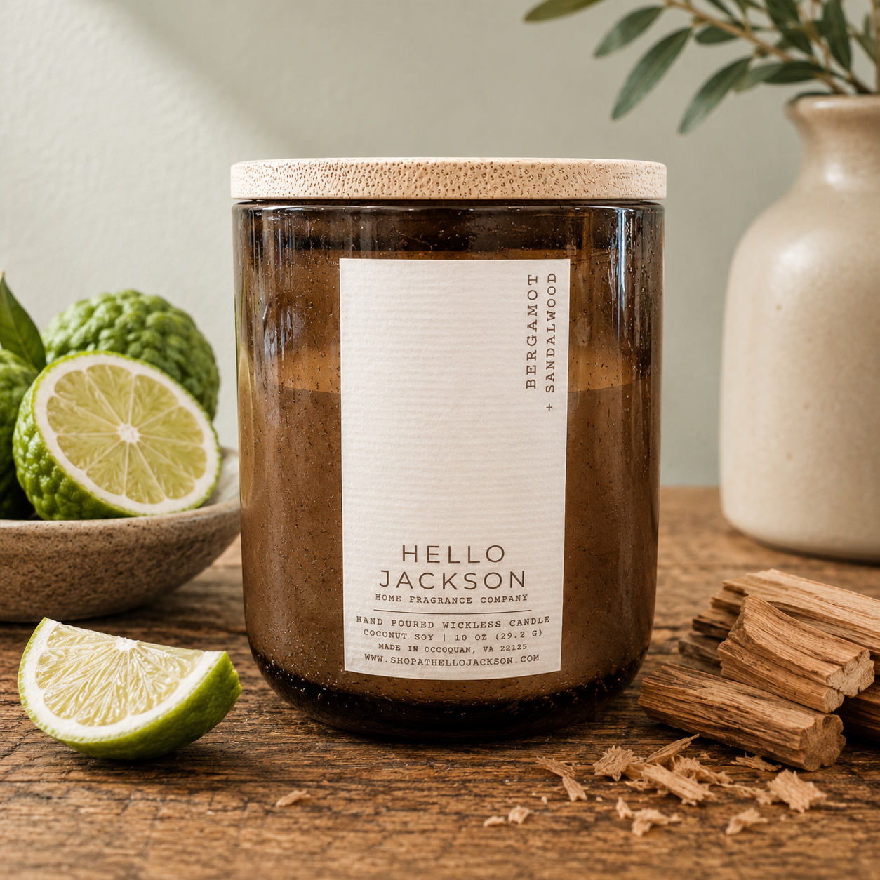 Bergamot + Sandalwood Wickless Candle
