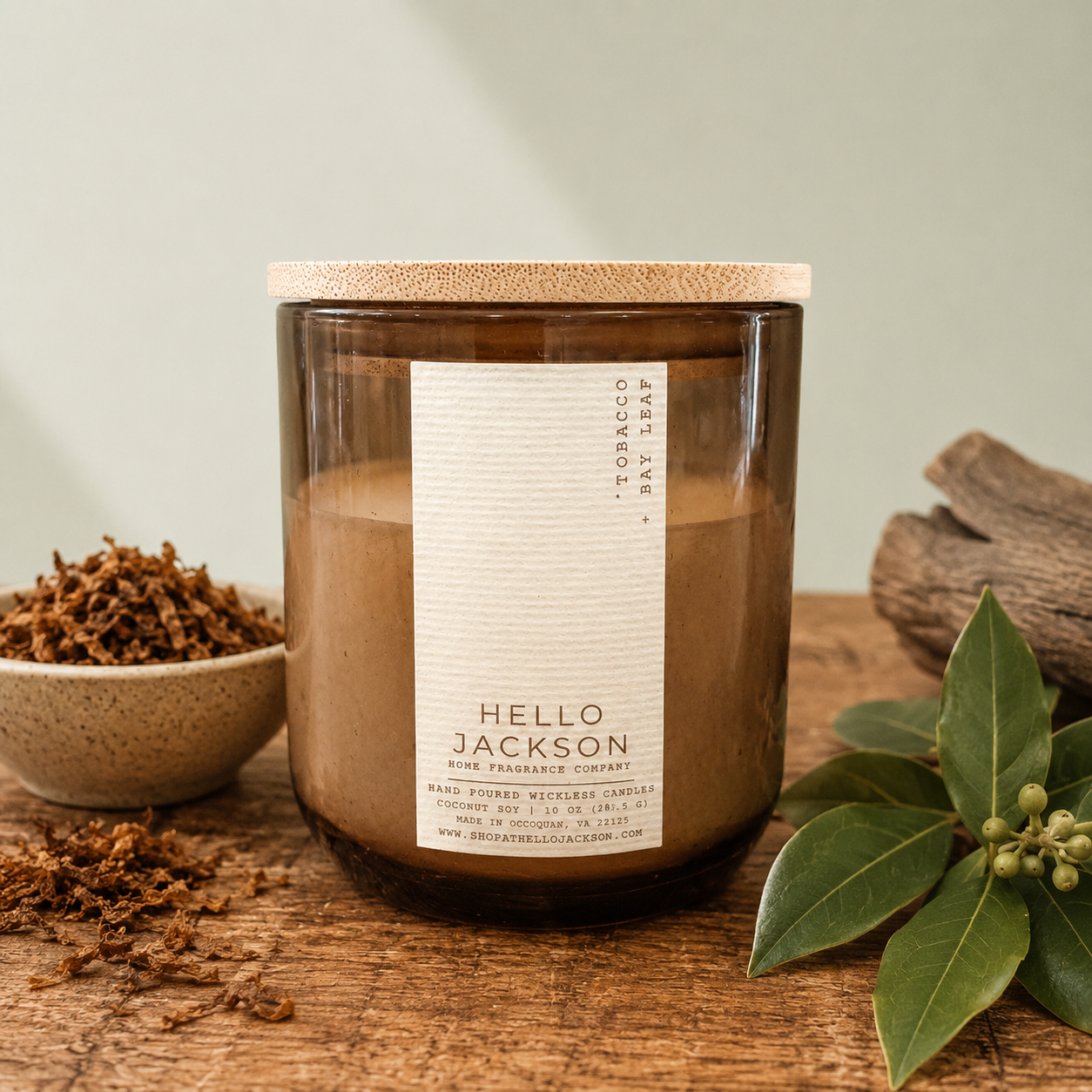 Tobacco + Bay Leaf: Wickless Candle