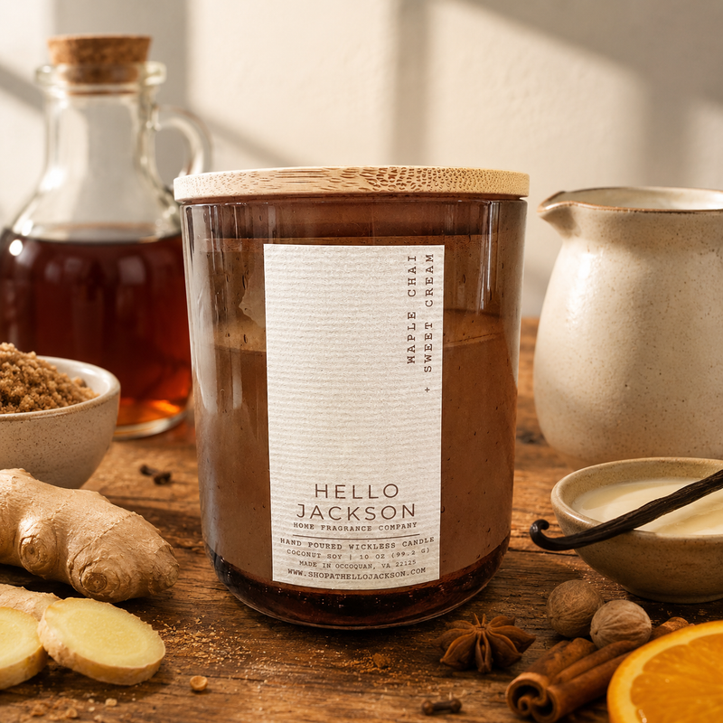 Maple Chai + Sweet Cream: Wickless Candle