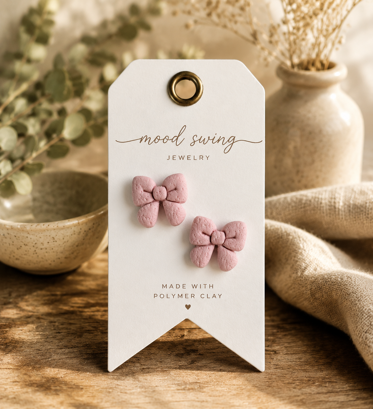 Mauve Bow Earrings