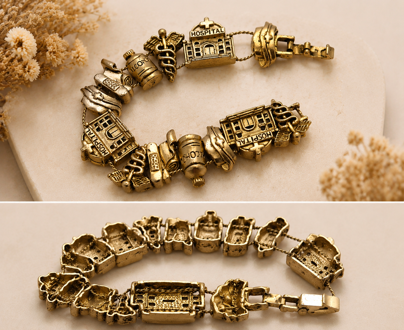 Vintage Nurse Slide Charm Bracelet