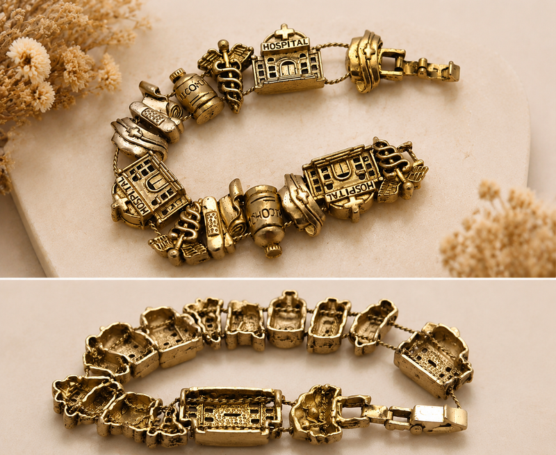 Vintage Nurse Slide Charm Bracelet