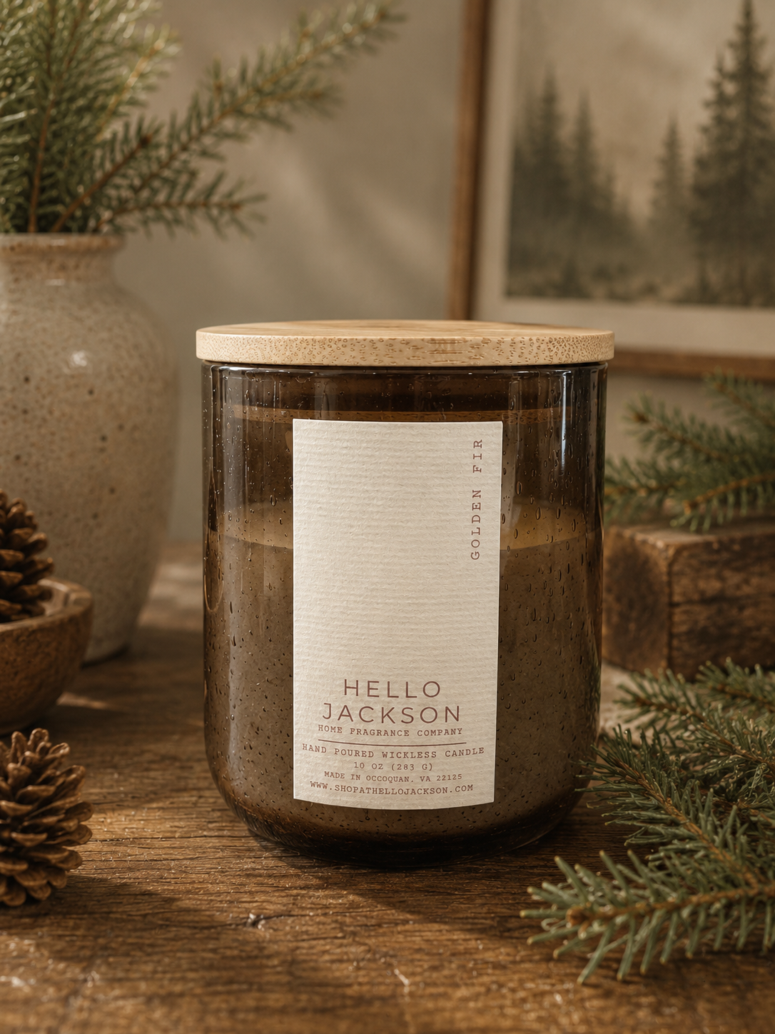 Golden Fir: Wickless Candle