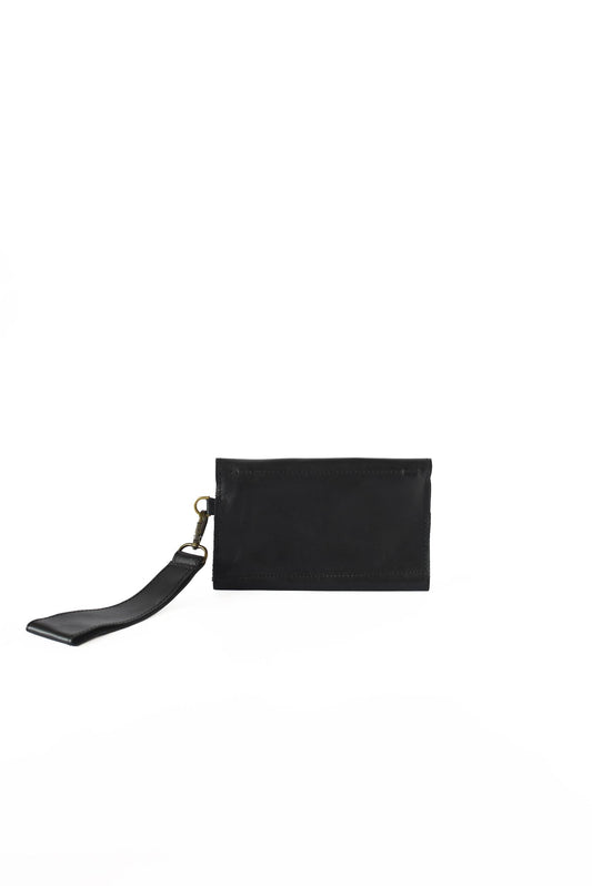 B+H Leather Wallet Wristlet in Black