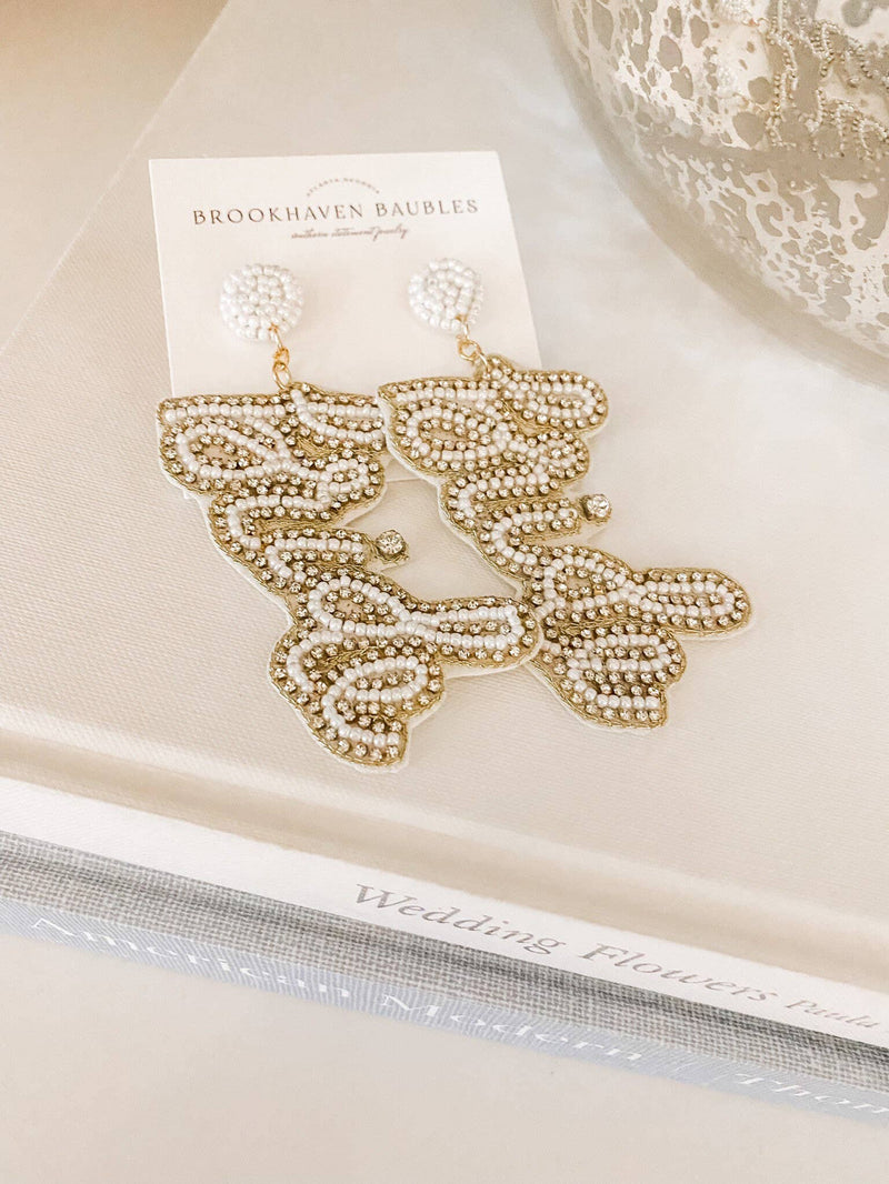 Bride Wedding Beaded Southern Statement Earrings