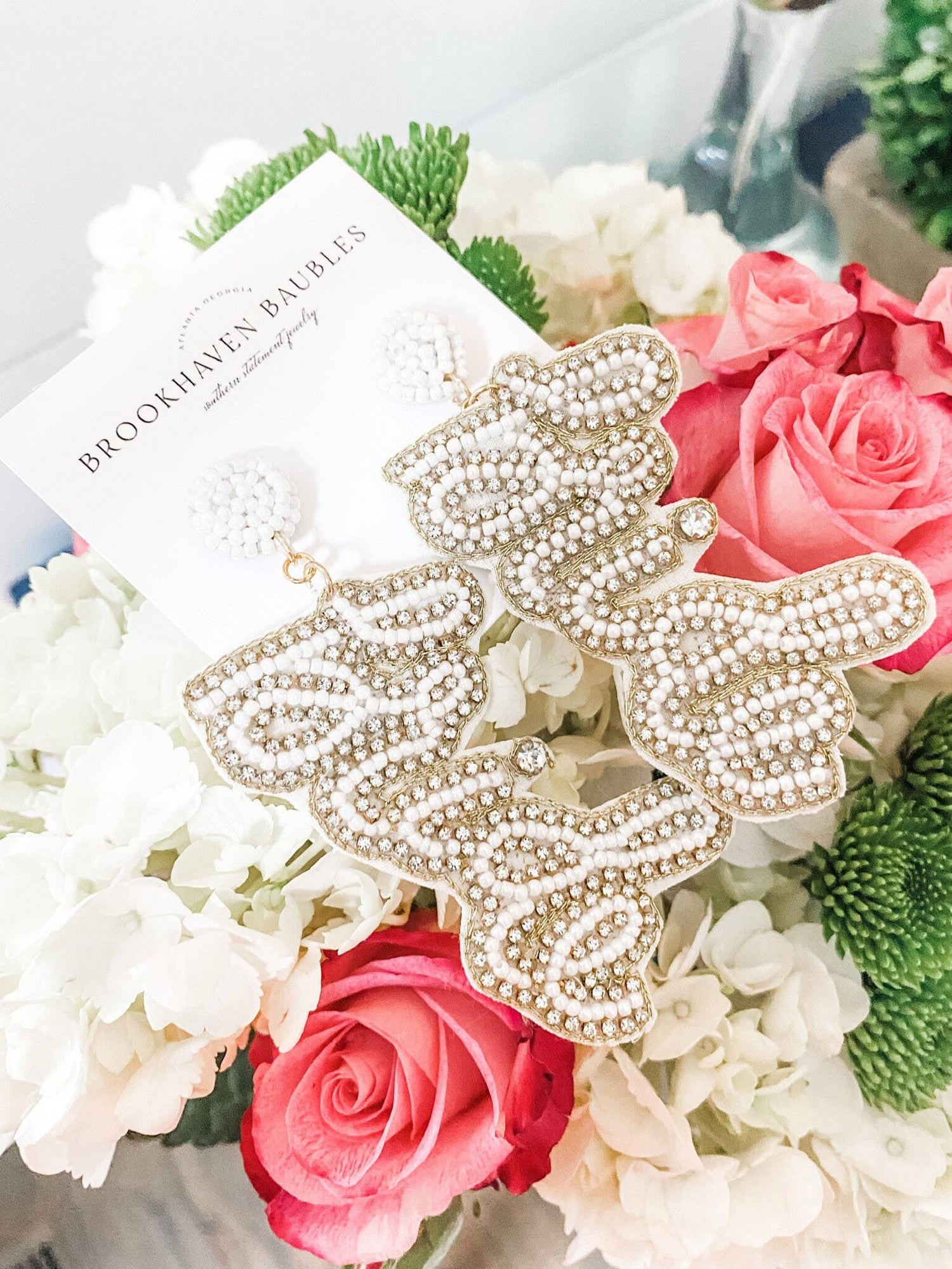 Bride Wedding Beaded Southern Statement Earrings