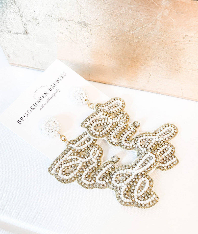 Bride Wedding Beaded Southern Statement Earrings